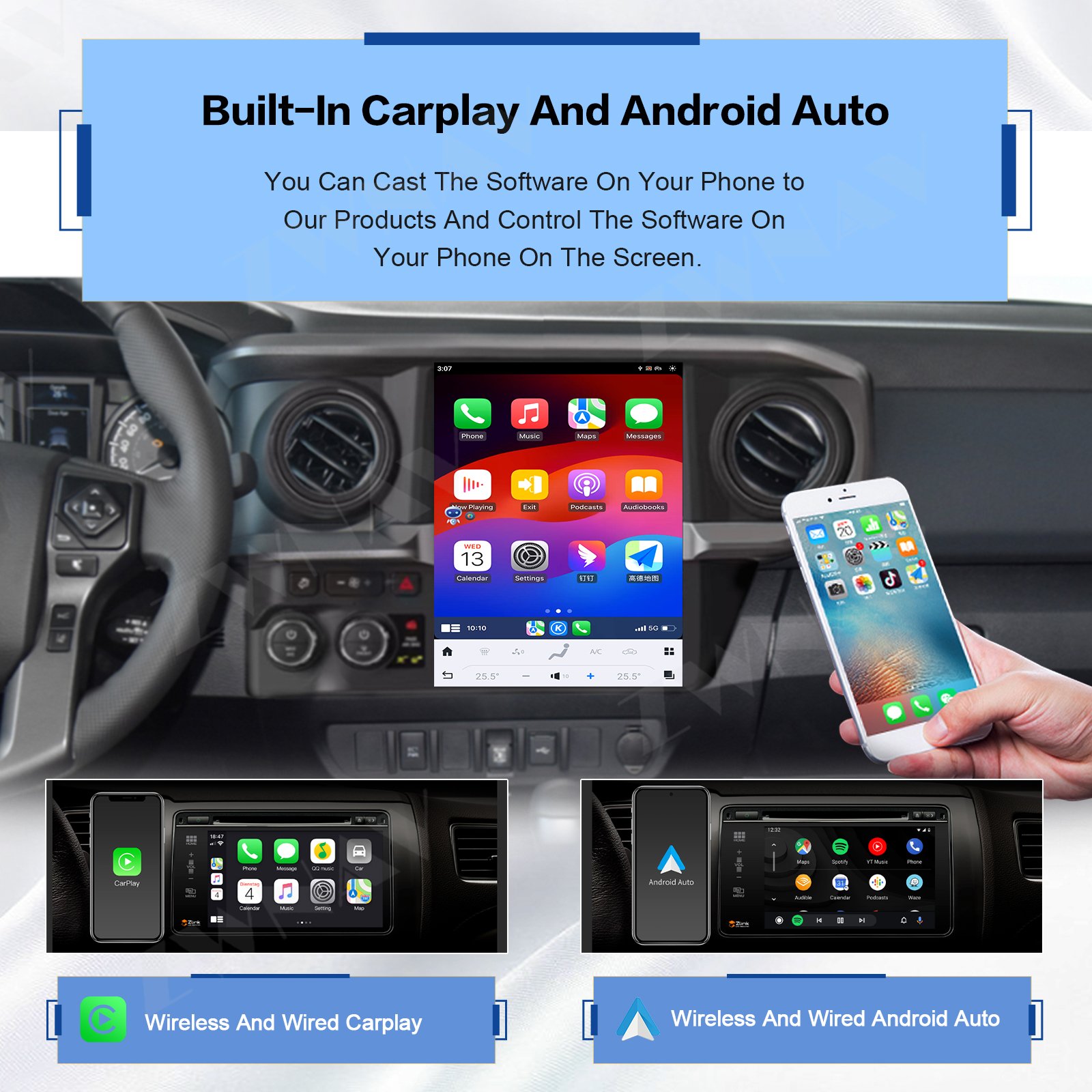 ZWNAV 12.1 inch Android 13 Car Radio Carplay For Toyota Tacoma 2016 - 2022 Multimedia Stereo Head Unit GPS Navigation
