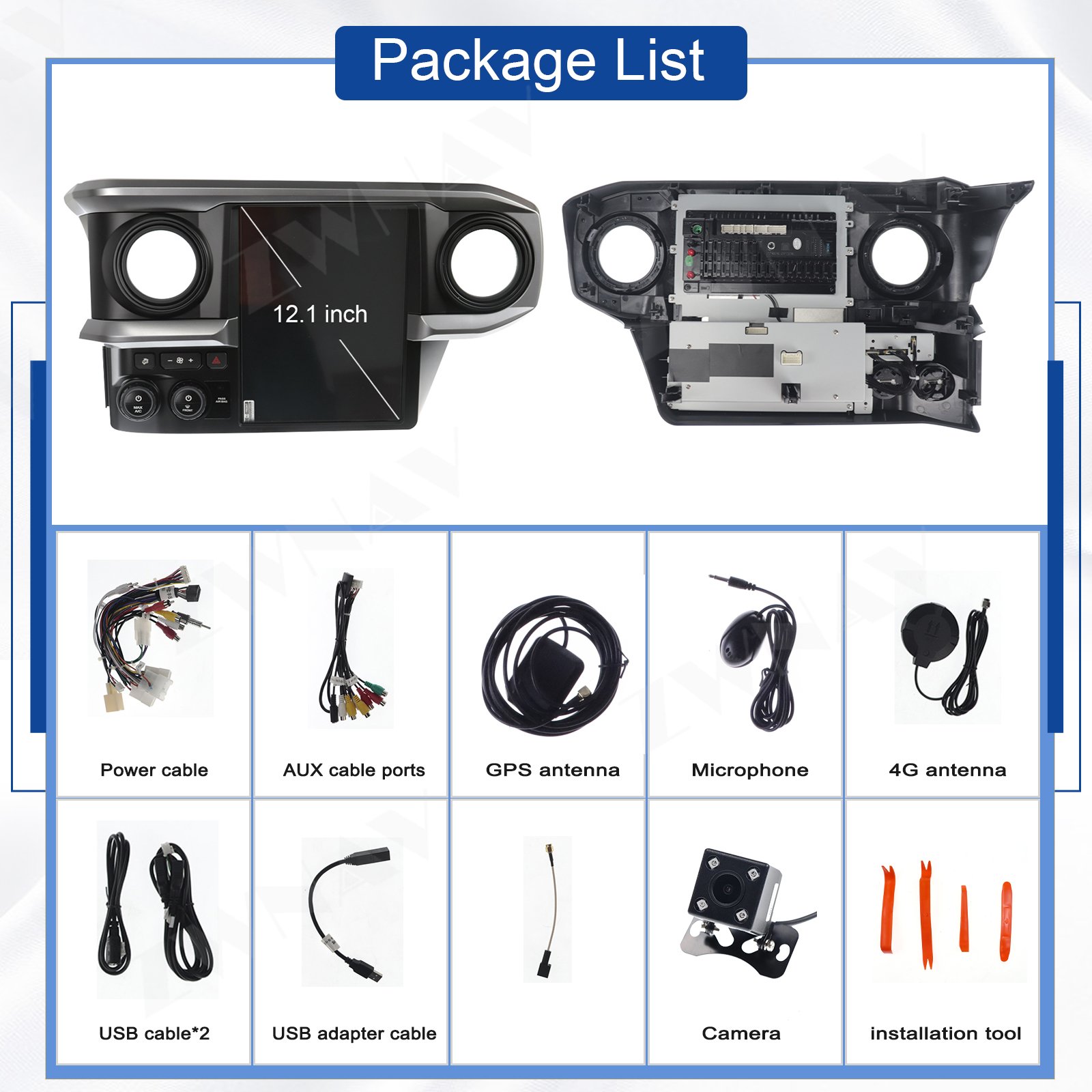 ZWNAV 12.1 inch Android 13 Car Radio Carplay For Toyota Tacoma 2016 - 2022 Multimedia Stereo Head Unit GPS Navigation