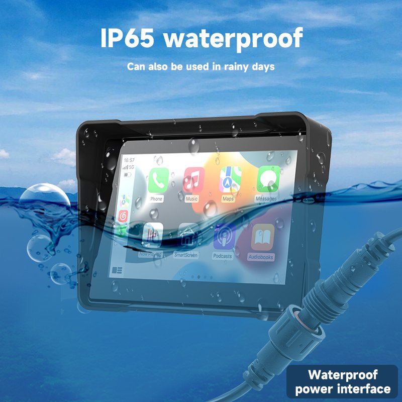5-Inch Wireless Carplay Motorcycle Wireless Carplay Android AUTO Motorcycles All-in-One Motorcycle GPS IPX7 Dashcam moto camera