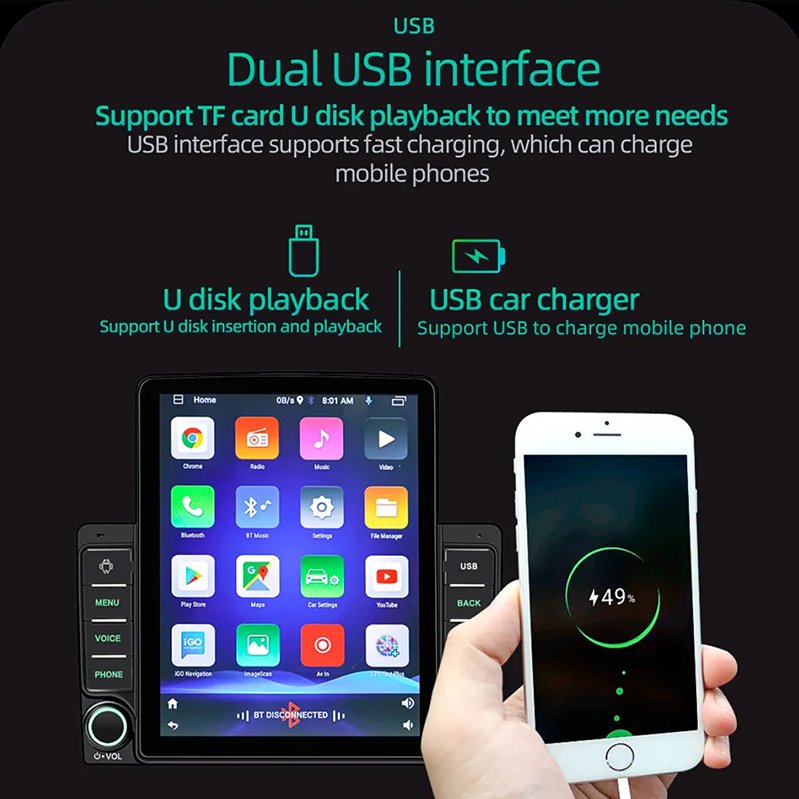 2 Din New 9.7" DSP for tesla style vertical touch screen BT WIFI gps navigation android CarPlay car dvd player