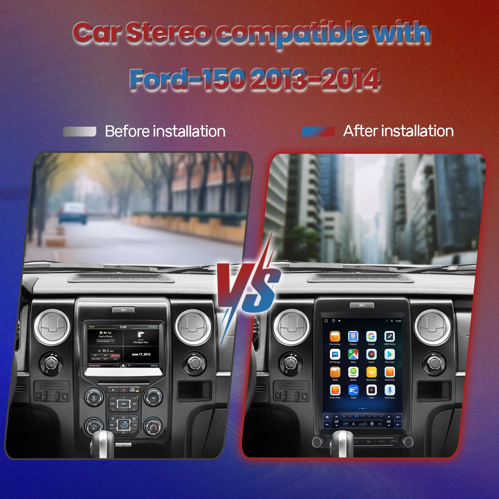 12.1 Inch Radio 13-14 Stereo 8 Core Android 12 Car GPS Navigation For Ford F150 13-14 5G Wifi Car Radio