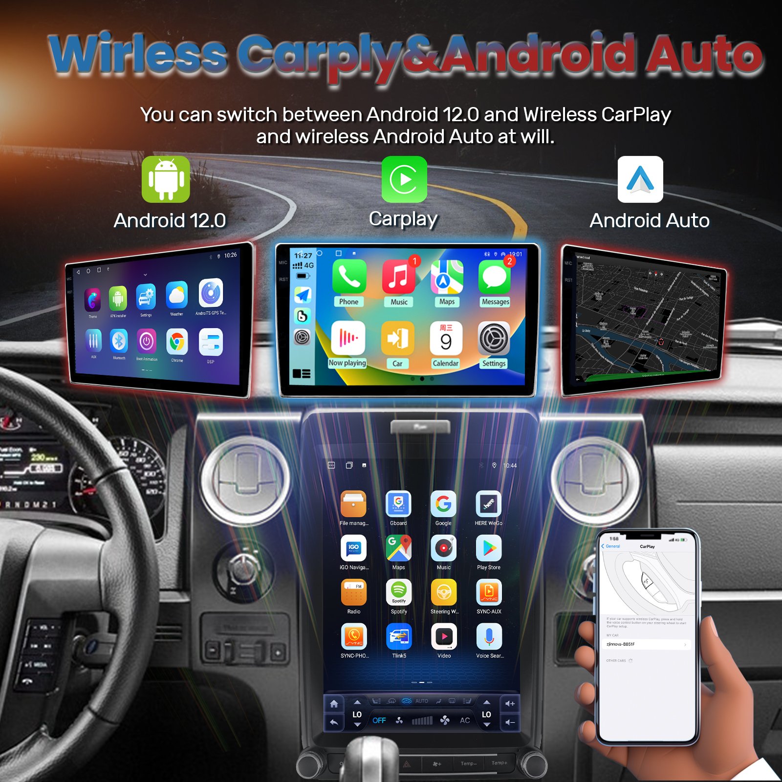 12.1 Inch Radio 13-14 Stereo 8 Core Android 12 Car GPS Navigation For Ford F150 13-14 5G Wifi Car Radio