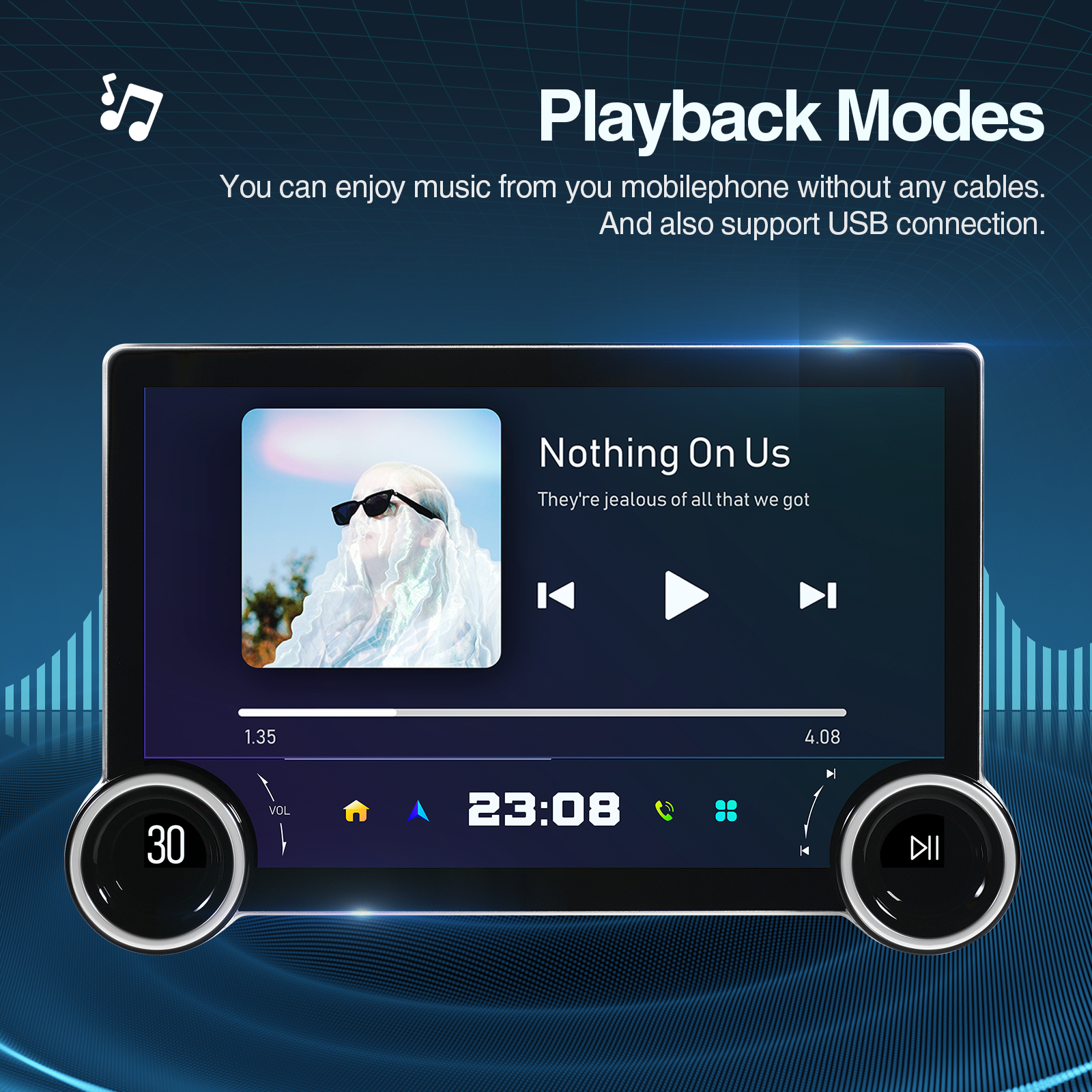 Dual Knob 10.1 Inch Car Radio Multimedia Player Intelligent System Universal Head Unit With Car Play Auto BT Fan