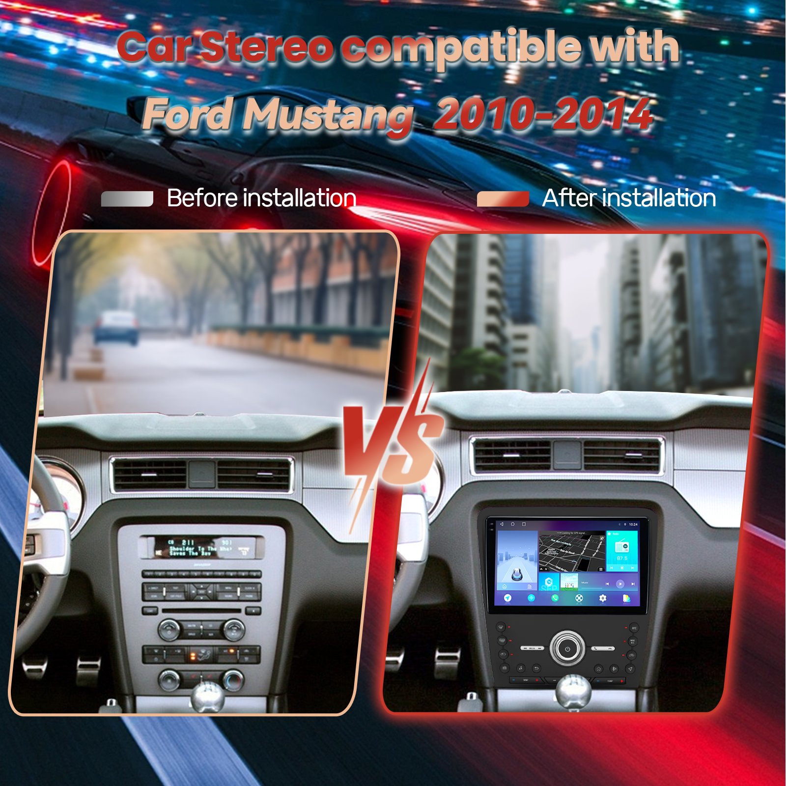 Car Radio/dvd Player TS10 Android12 Car Multimedia Player For Ford Mustang 2010-2014 Panel Stereo 4+64g 8 Core 10"