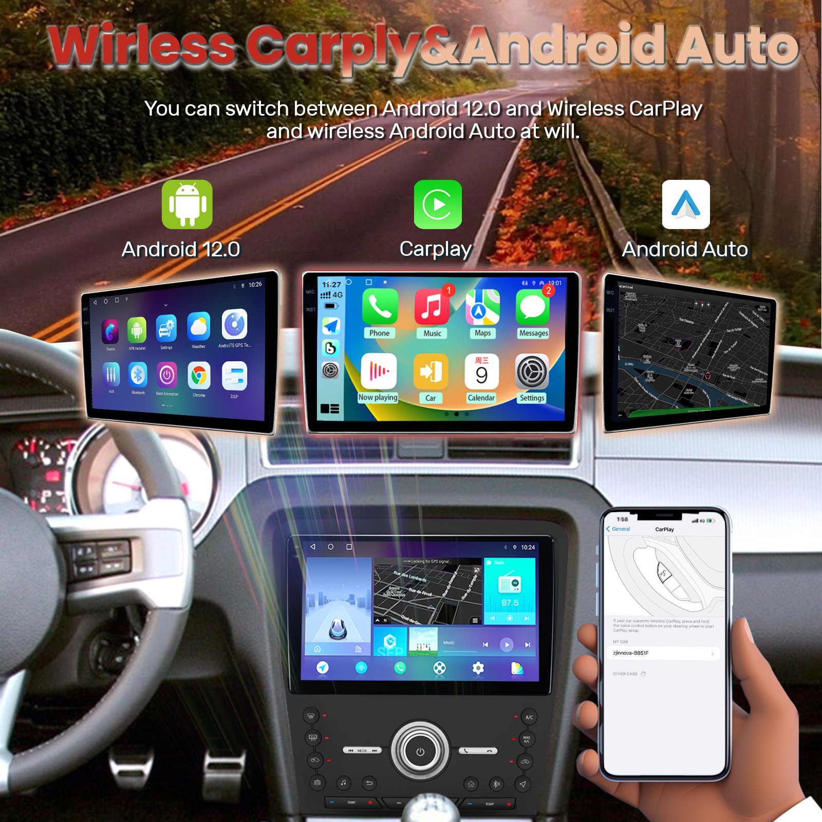 Car Radio/dvd Player TS10 Android12 Car Multimedia Player For Ford Mustang 2010-2014 Panel Stereo 4+64g 8 Core 10"