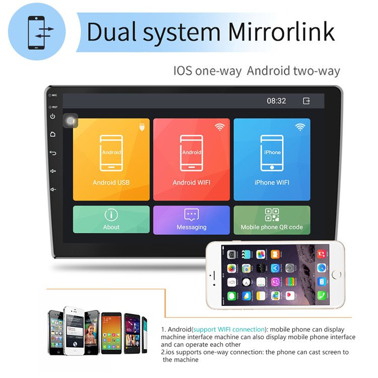 Android Car Stereo Double Din 10.1 Inch Touch Screen 2 Din Car Radio Video Autoradio GPS Navigation WIFI BT FM RDS