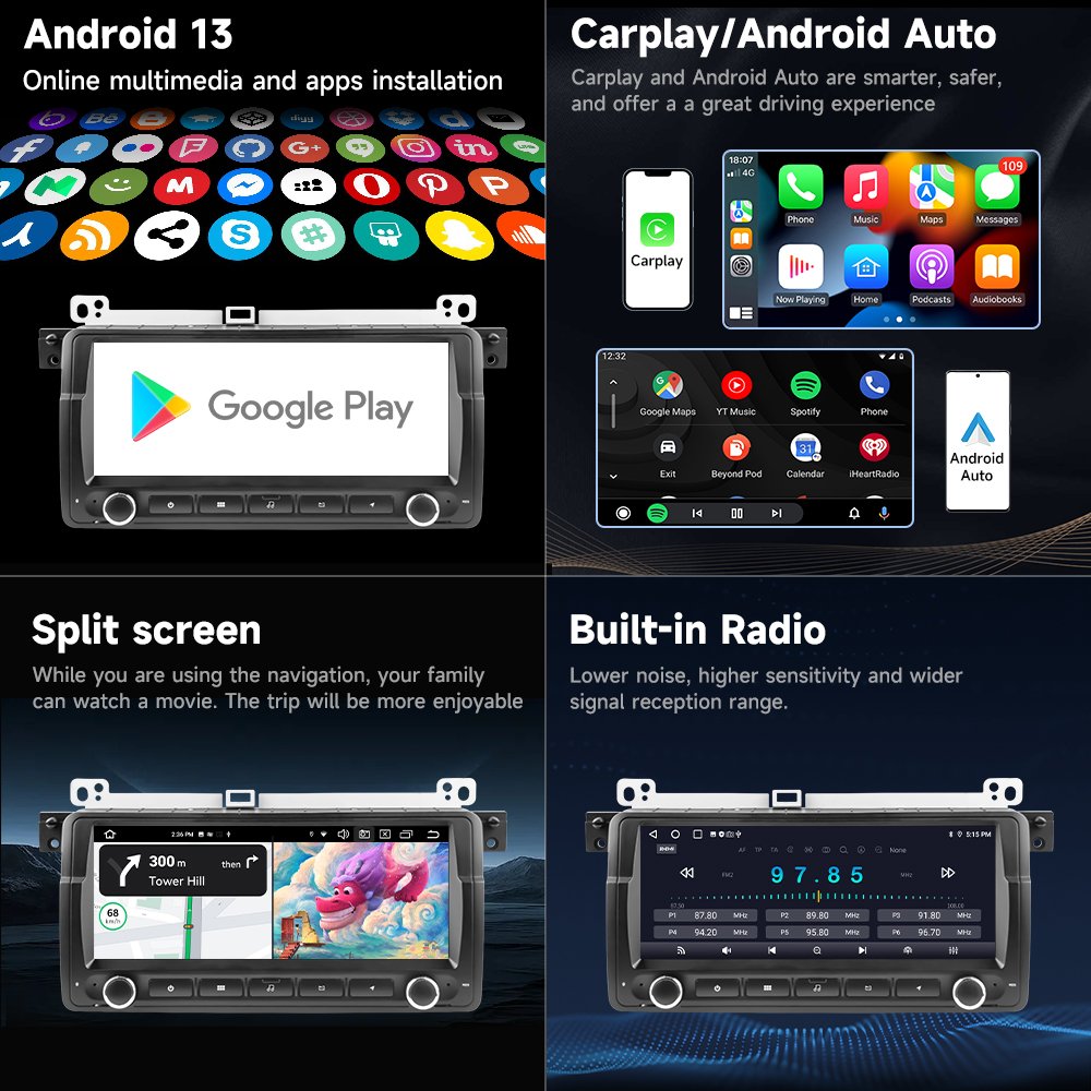 2 din AutoRadio Wireless Carplay Car Multimedia Multimedia Player 7 inch For BMW 3 Series E46
