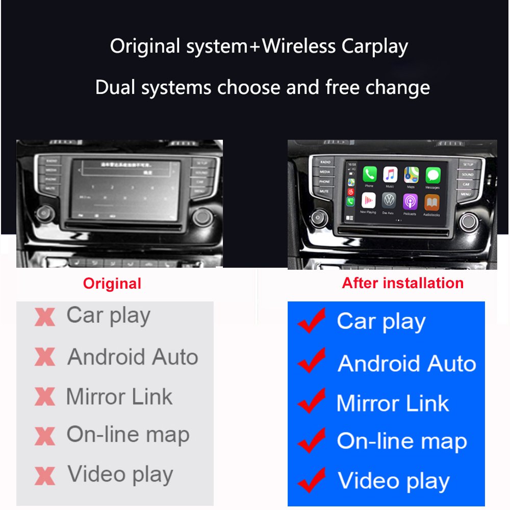 Wireless CarPlay Android Auto For VW/Volkswagen Golf 7 2013-2019 MIB with Mirror Link Air Play Radio Car Play