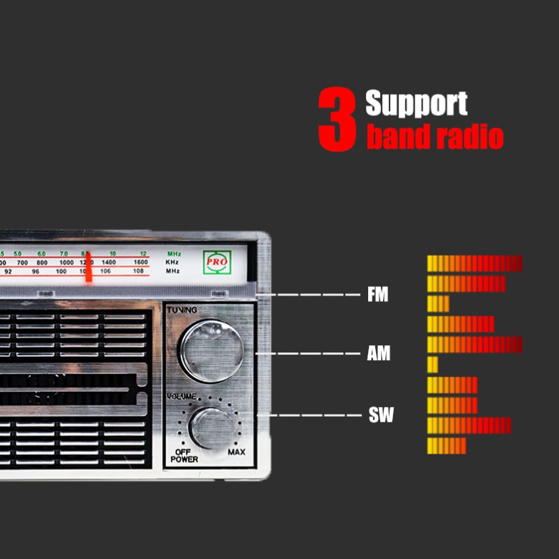 China Portable Transistor Music Player Rechargeable Battery 3 Band AM SW FM Radio with Long Battery Life Feature