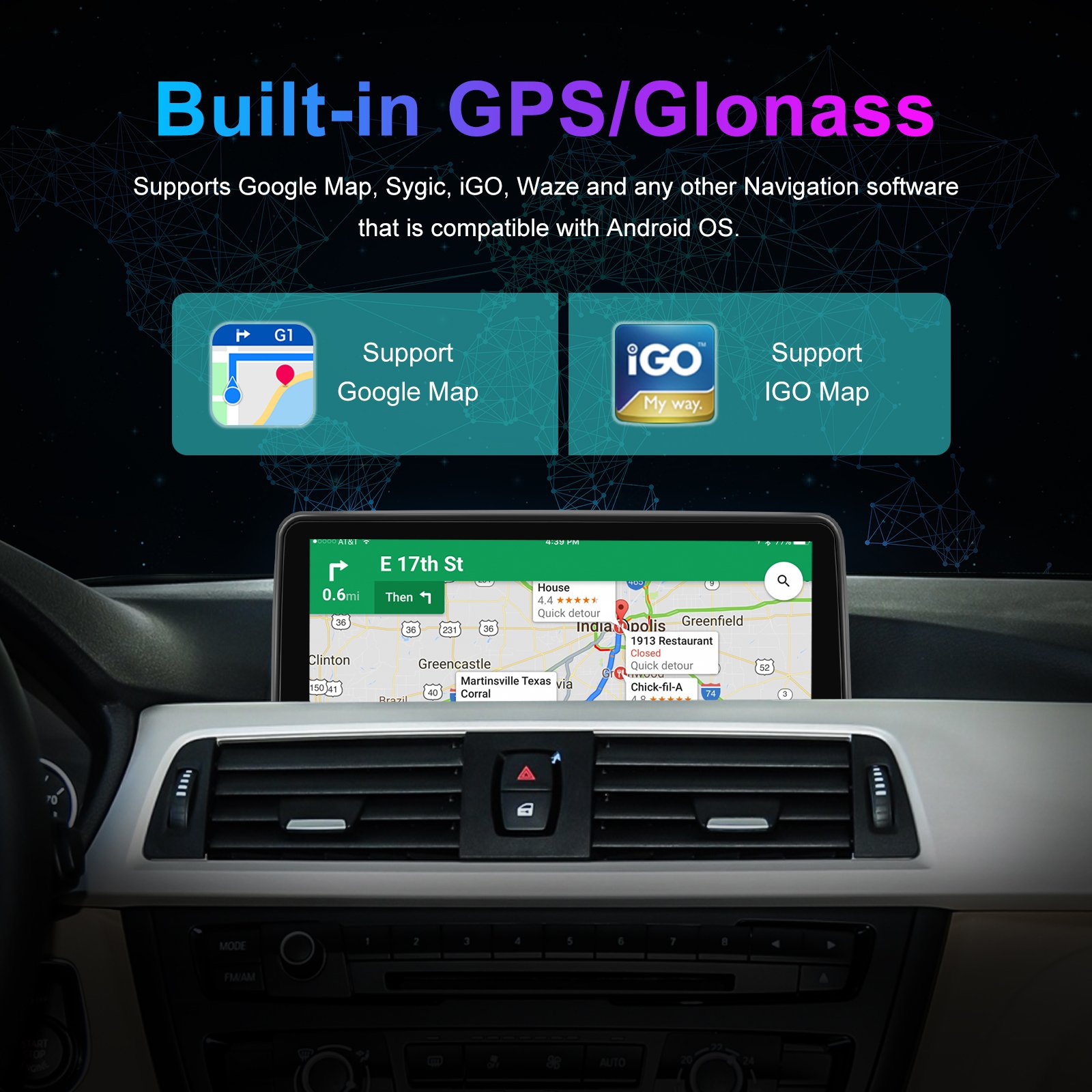 Podofo Android Car Stereo 4+64GB Car Radio Video Autoradio For BMW 3 Series F30 2013-2016 Carplay Android Auto 4G BT Wifi GPS