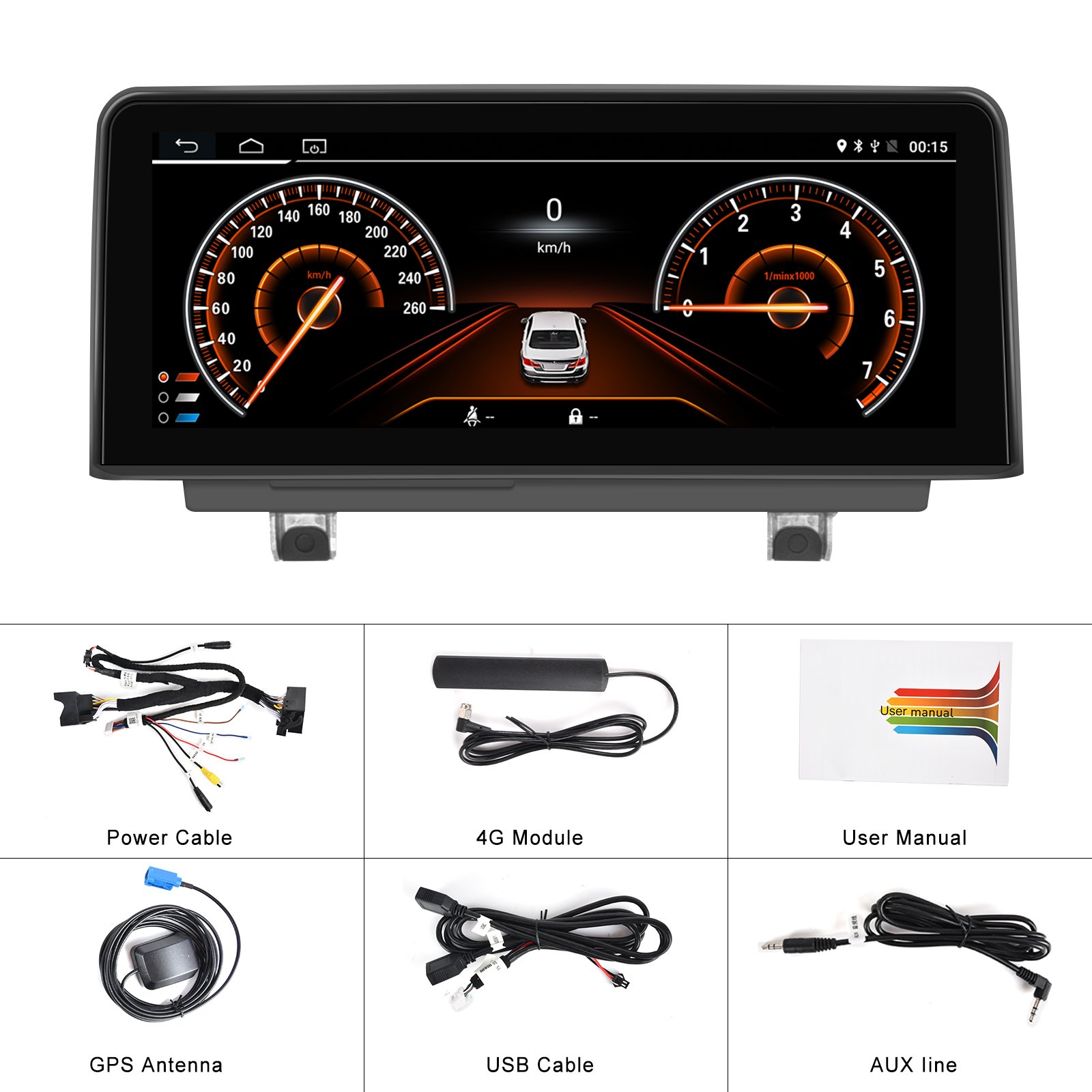 Podofo Android Car Stereo 4+64GB Car Radio Video Autoradio For BMW 3 Series F30 2013-2016 Carplay Android Auto 4G BT Wifi GPS