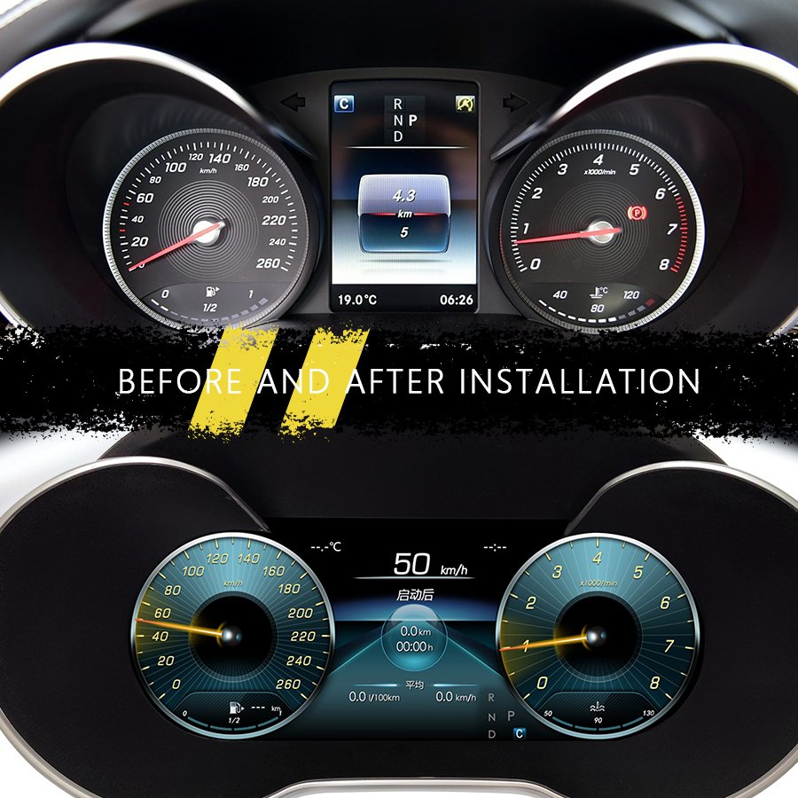Car LCD Digital Cluster Virtual Cockpit Speed Meter For Benz C/GLC Model 2017 W205 5.0NTG With Screen Projection And Carplay