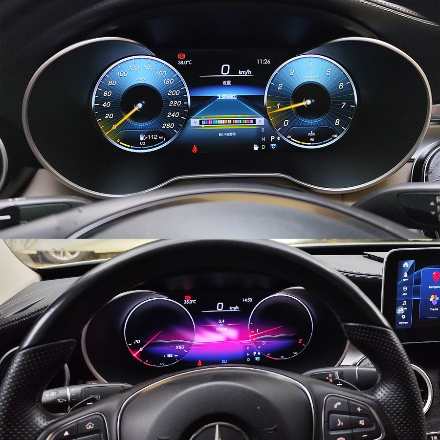 Car LCD Digital Cluster Virtual Cockpit Speed Meter For Benz C/GLC Model 2017 W205 5.0NTG With Screen Projection And Carplay