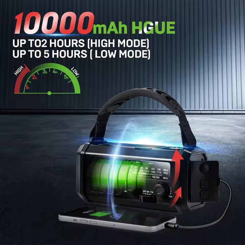 Hot Selling N94 Emergency 10000mAh Battery Power Bank Hand Crank Solar Radio AM FM NOAA With Flash Light Lamp For Outdoor