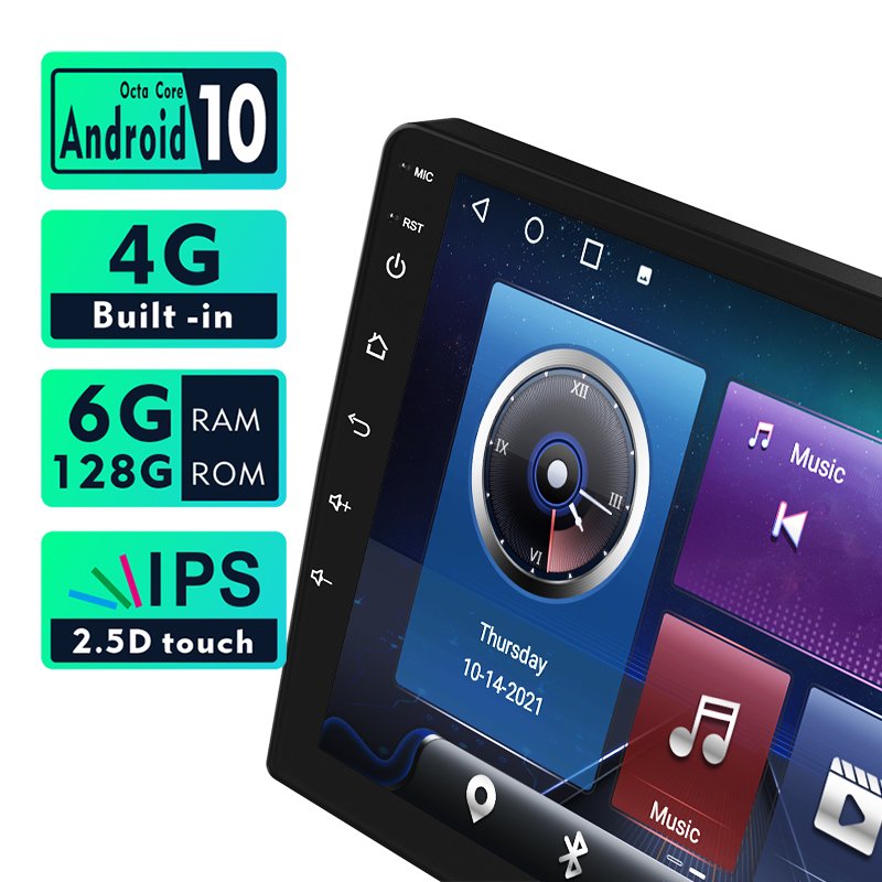 9/10 inch Android car monitor slim body automatic car radio player with front and rear dual dvr