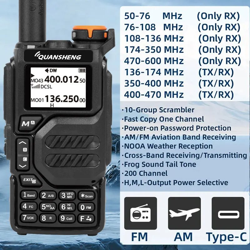 Quansheng UVK5 k58 Dual Band 5W Walkie Talkie Two Way Radio UVK6 DMTF Air