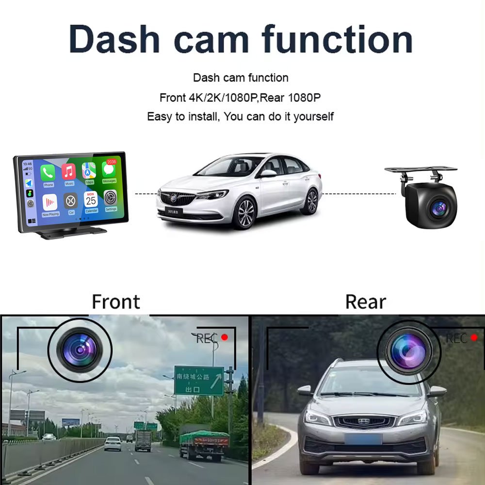 Universal 9" CarPlay Screen for Car Compatible with Wireless CarPlay & Android Auto Display Touch Screen FM Audio Mp5 Player