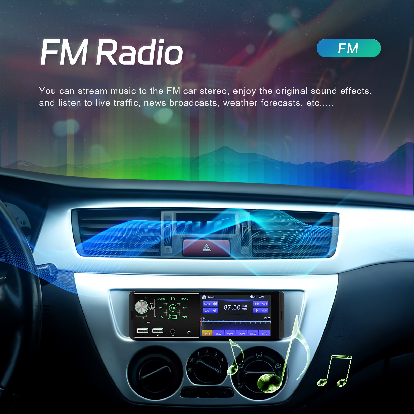 Podofo 1Din 4'' Car MP5 Player BT FM TF USB Charging Steering Wheel Control Car Radio Stereo Wholesale OEM