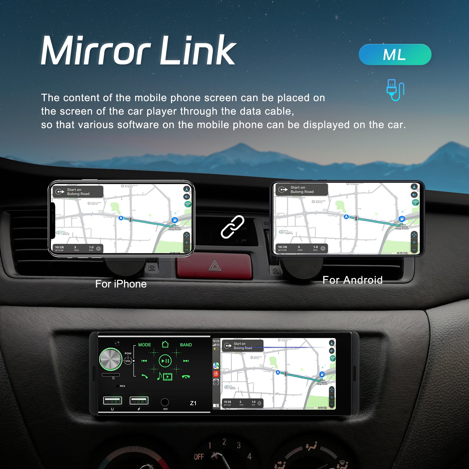 Podofo 1Din 4'' Car MP5 Player BT FM TF USB Charging Steering Wheel Control Car Radio Stereo Wholesale OEM