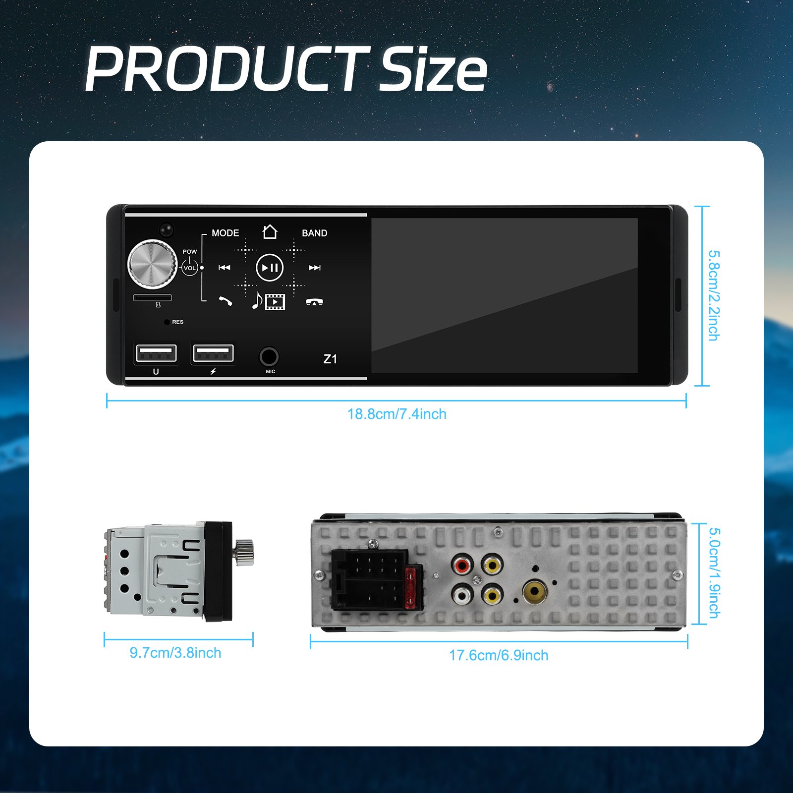 Podofo 1Din 4'' Car MP5 Player BT FM TF USB Charging Steering Wheel Control Car Radio Stereo Wholesale OEM