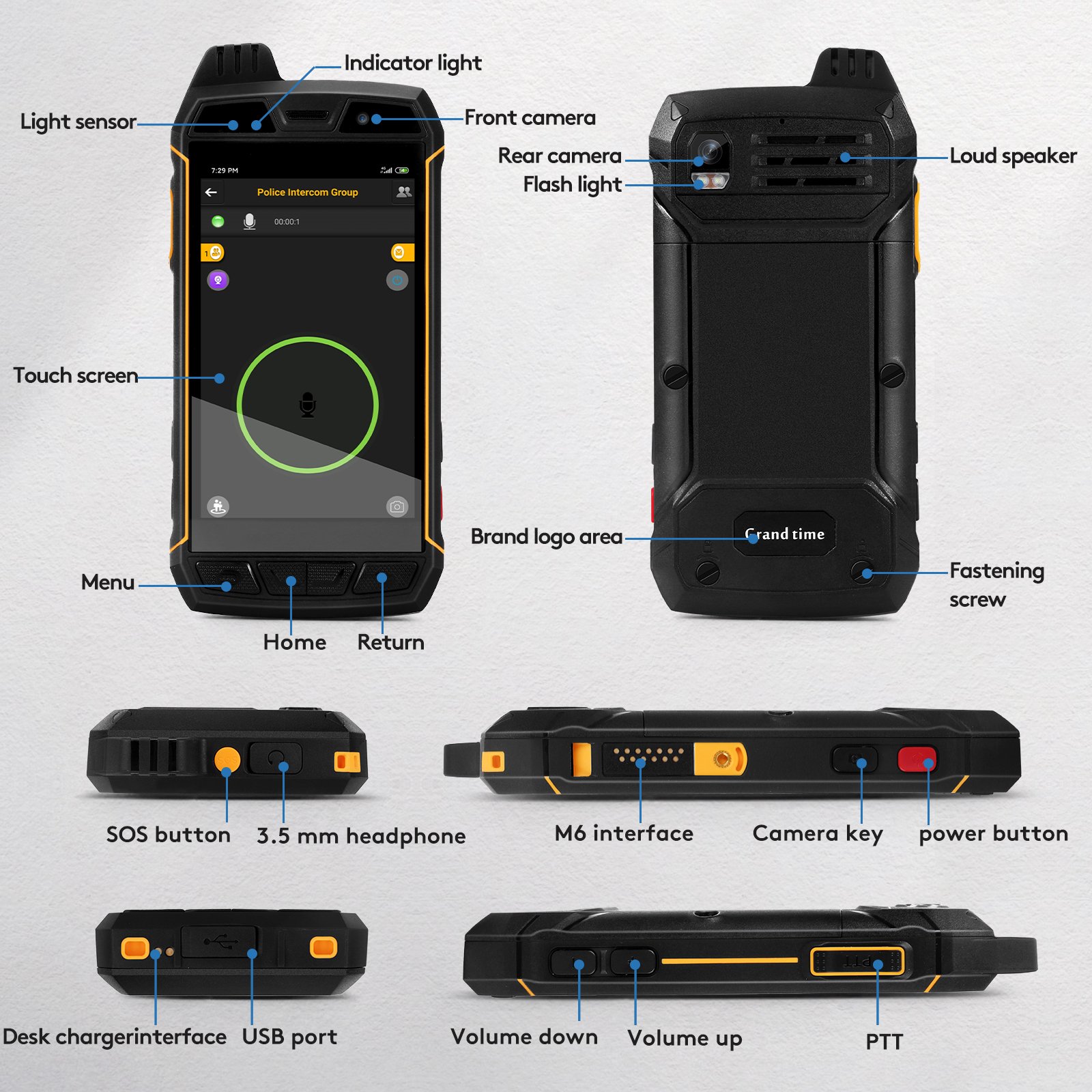 Global ptt radio 4G Touch Screen Professional APP Handy Waterproof POC Radio Rugged Mobile phone Walkie Talkie with sim card