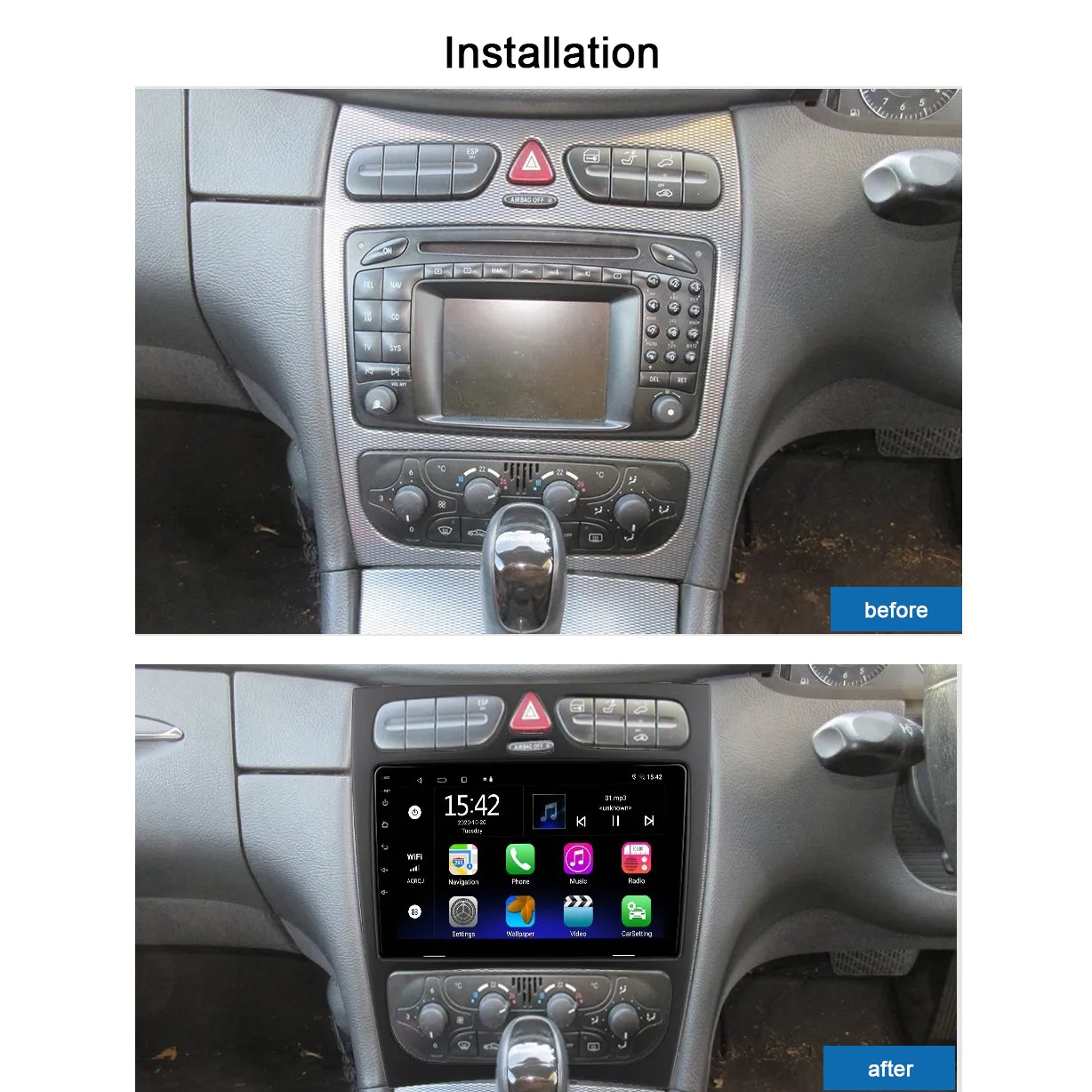 Android Car Multimedia Player for Mercedes C CLASS W203 CLK-CLASS W209 Car DVD Radio Stereo Video GPS CarPlay Screen
