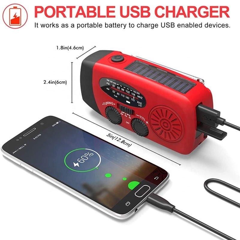 Emergency Survival Hand Crank Dynamo Solar Power Radio AM FM NOAA Outdoor SOS Radio with Flashlight