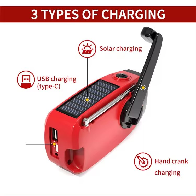 Emergency Survival Hand Crank Dynamo Solar Power Radio AM FM NOAA Outdoor SOS Radio with Flashlight