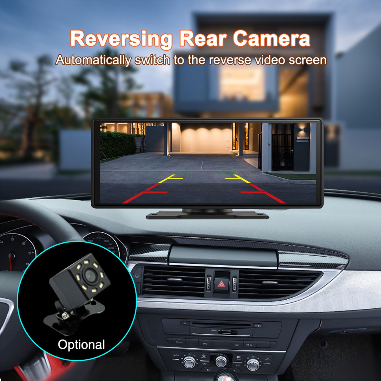 CARABC Apple Wireless Carplay Screen 10.26" Portable Car Display Screen Android Auto Car Play Radio Carplay Retractable Screen