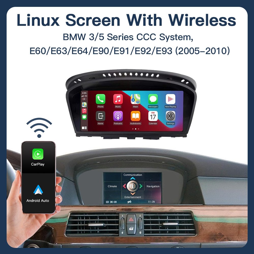 CARABC Wireless Apple Carplay Android Auto Linux Touch screen For Bmw 3/5 Series E90 E91 E92 E93 2005-2010 Ccc Cic