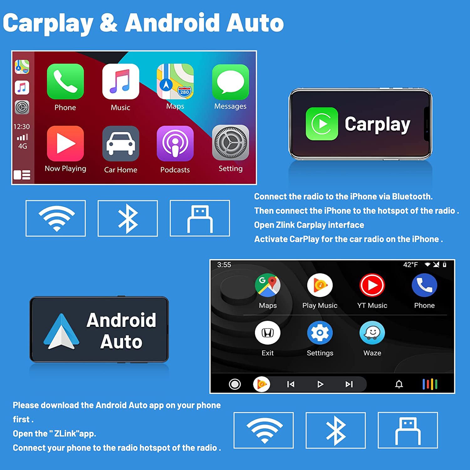 Podofo Android Car Radio 9.7Inch 1+32GB/2+64GB Autoradio Frame For Toyota Camry 2006-2011 Carplay Android Auto GPS WiFi BT