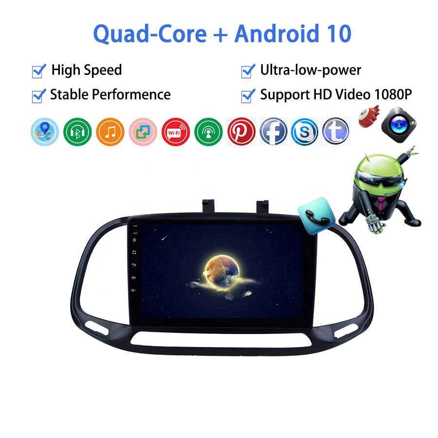 CPU 4 Core Performance Stable Android 10.0 Car Radio for Fiat DOBLO 2015 Full Touch Screen Car Navigator