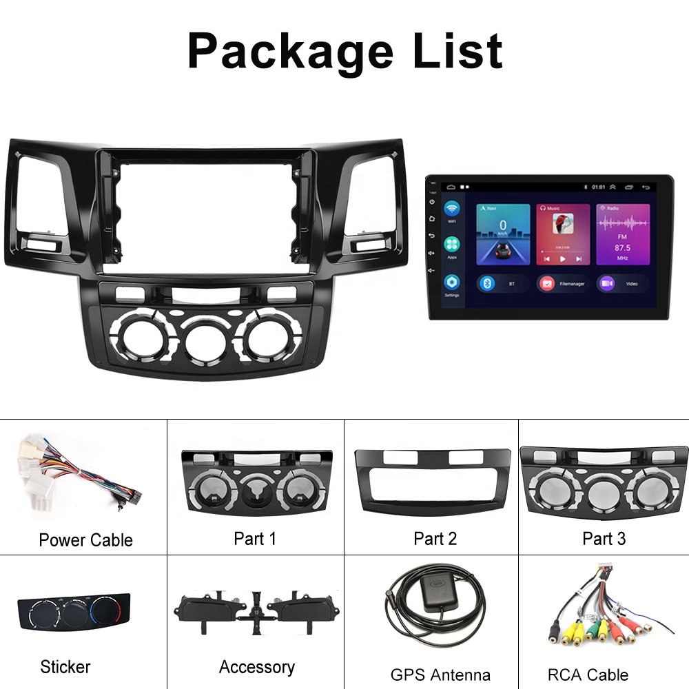 (AU Stock)Podofo 9 inch Android Car Radio For Toyota HILUX 2005-2014 Car Stereo Autoradio Carplay Android Auto GPS Wifi Hifi RDS