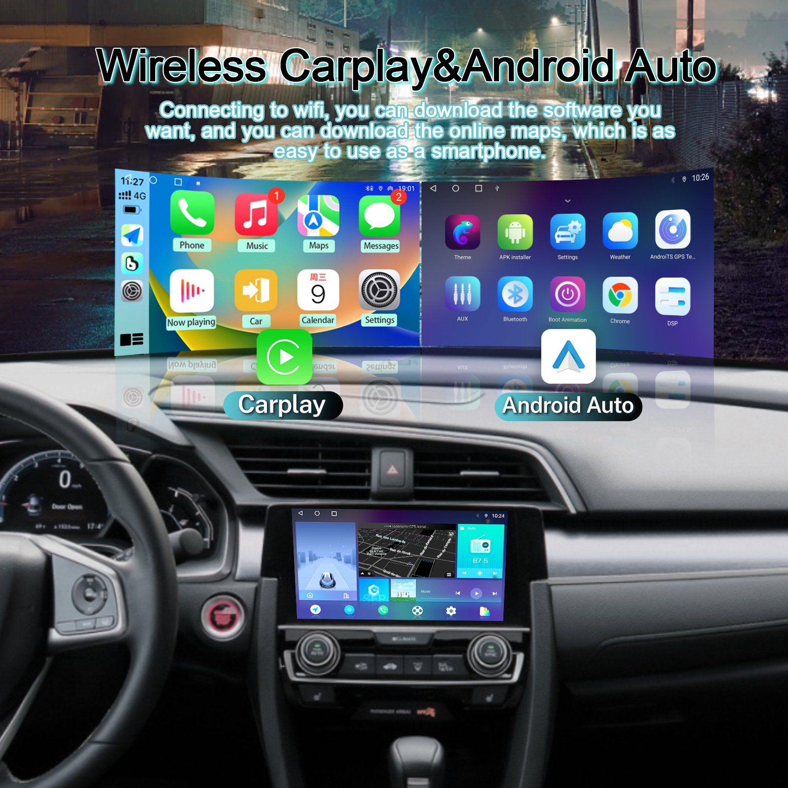 Simple Soft & KS 4 Core TS7 2+32g Support Dashboard Android 12 9" navigation Car Stereo Car DVD Player for Civic 2016-2020
