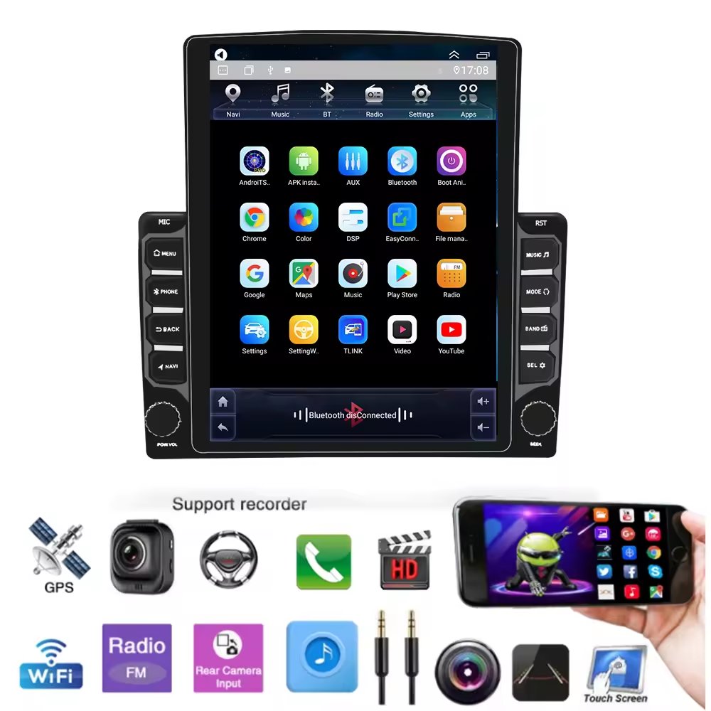 Factoryprice9.7-inchAndroid knobvertical screencaruniversal AndroidradioBluetooth multimediavide player2-dinwirelesscarplay auto
