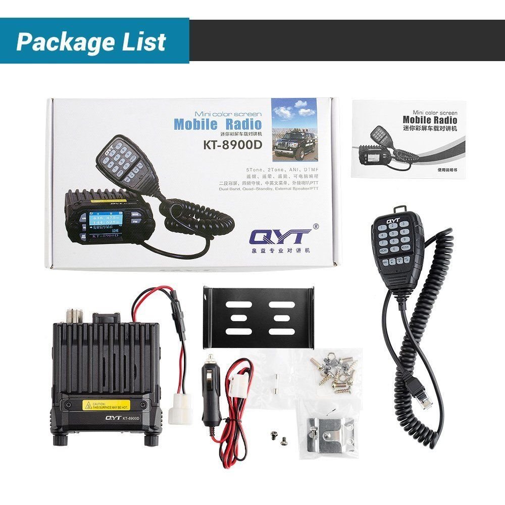 NEW Product! Mini car radio QYT KT-8900D 136-174/400-480MHz dual band quad display 25W mobile transceiver KT8900D CB Transceiver