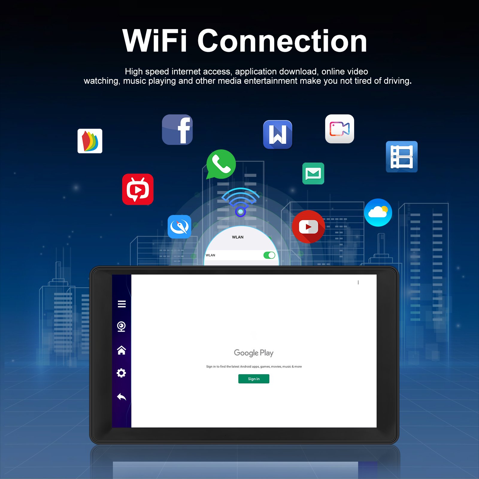 Podofo 9Inch Autoradio Android Car Radio Portable Carplay Android Auto DVR 4+64G GPS WIFI BT FM Airplay Support AHD Camera