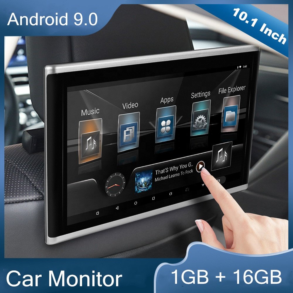 Jmance Universal 9 inch Headrest Car Monitor Seat Wifi 4Core Taxi Headrest Advertising Player navigator