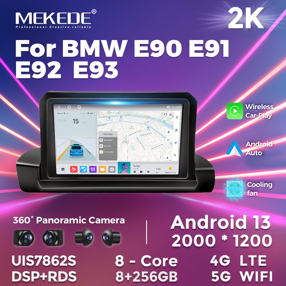 MEKEDE MS car android car screen radio player 360 camera gps navigation system for BMW E90 E91 E92 E93