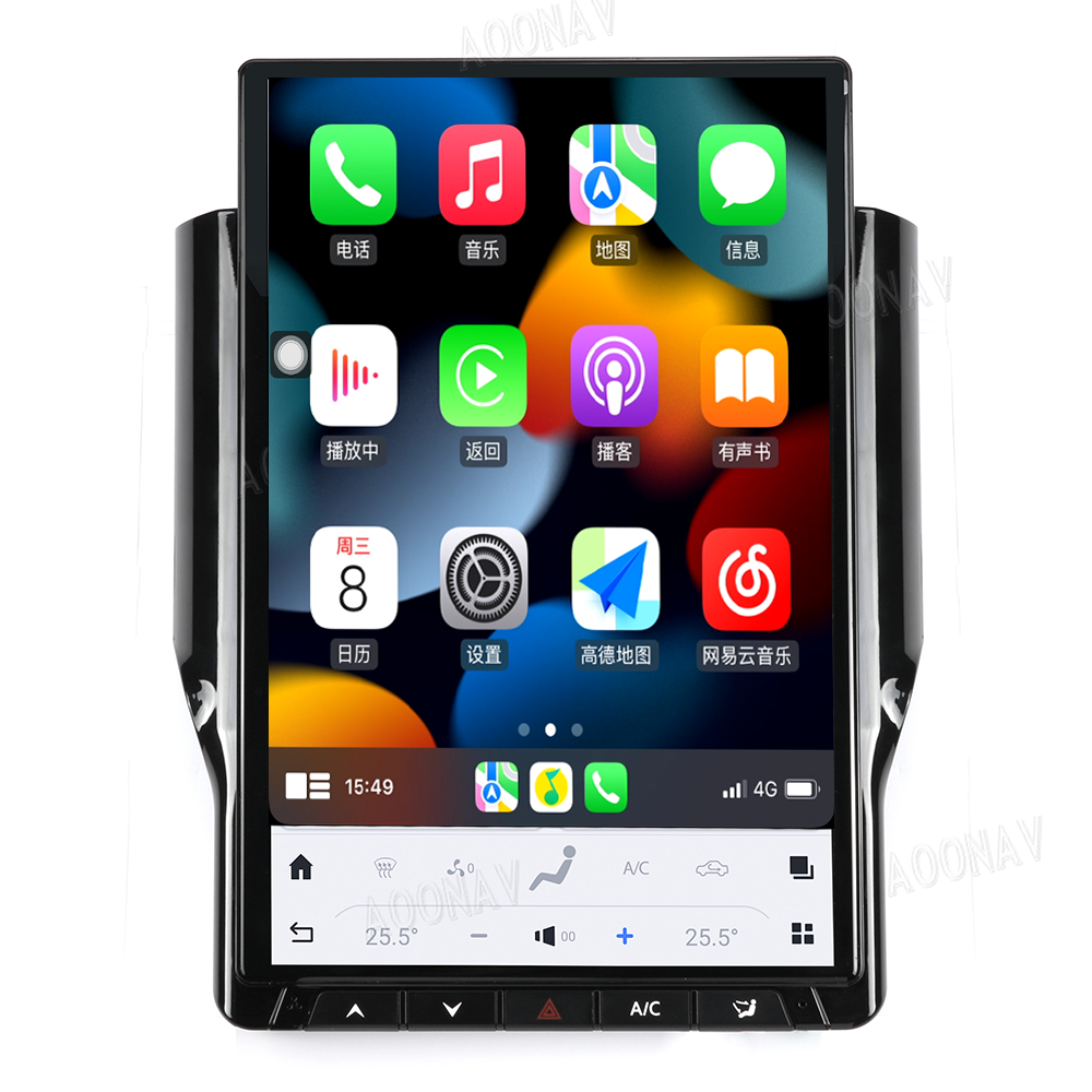 AOONAV 14.4" GPS Navigation Carplay IPS QHD Car Radio Touch Stereo Screen Multimedia Player For Dodge RAM 2019-2024 Head Unit