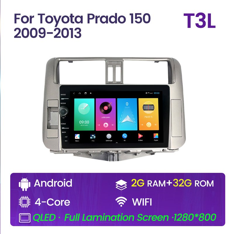 Android For Toyota Prado 150 2009 2010 2011 2012 2013 Car Multimedia RDS AM FM Radio Video Audio DVD Stereo Player Navigation