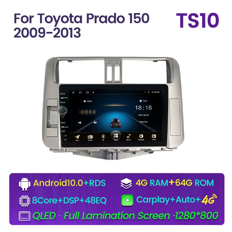 Android For Toyota Prado 150 2009 2010 2011 2012 2013 Car Multimedia RDS AM FM Radio Video Audio DVD Stereo Player Navigation