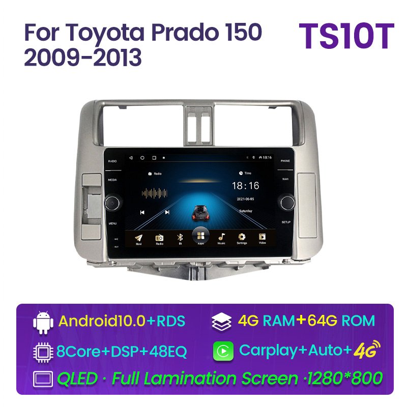 Android For Toyota Prado 150 2009 2010 2011 2012 2013 Car Multimedia RDS AM FM Radio Video Audio DVD Stereo Player Navigation