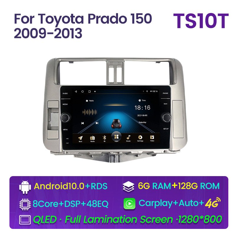 Android For Toyota Prado 150 2009 2010 2011 2012 2013 Car Multimedia RDS AM FM Radio Video Audio DVD Stereo Player Navigation