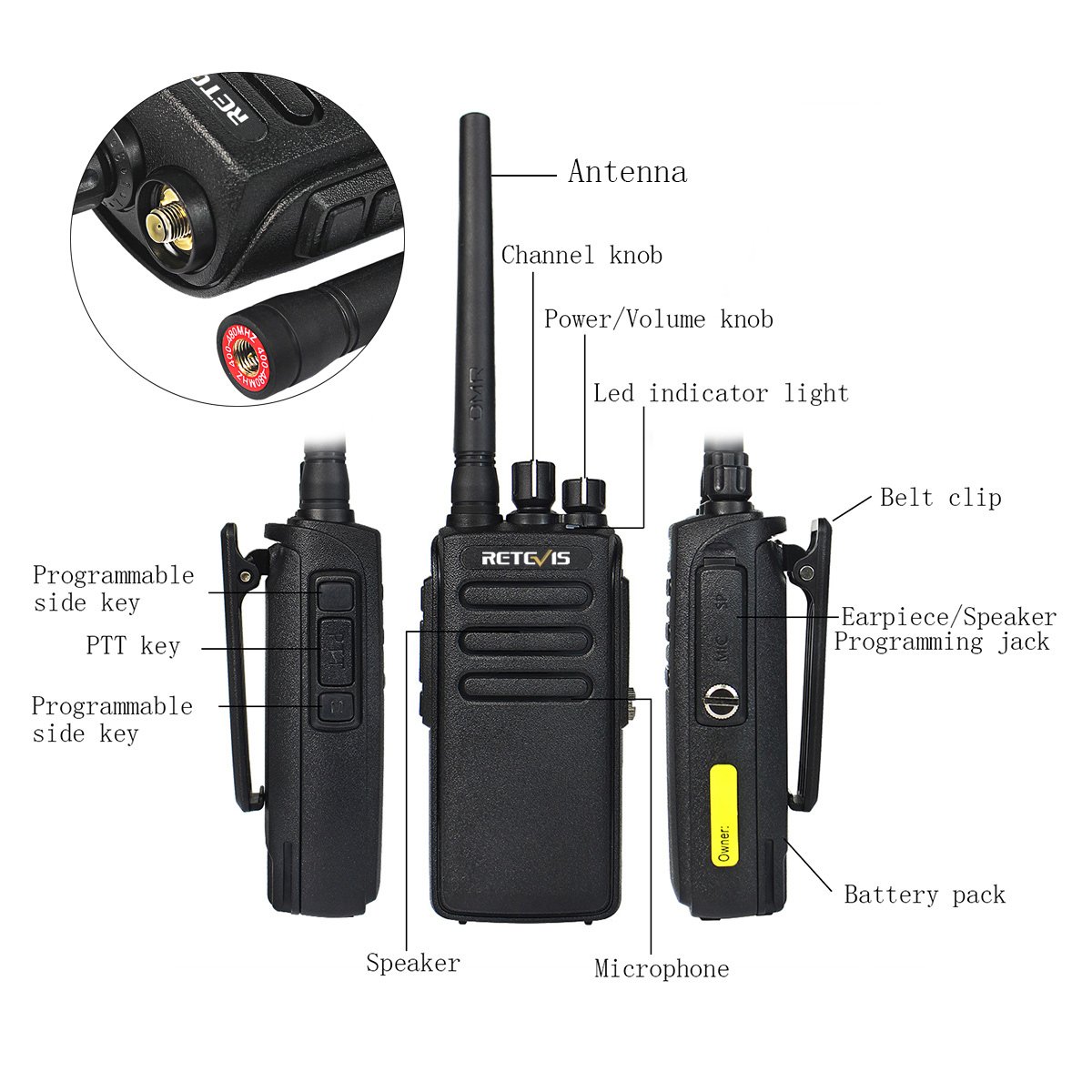 Retevis RT81 10W IP67 Waterproof Digital DMR Dual Time Slot Encryption Walkie Talkie Two Way Radio