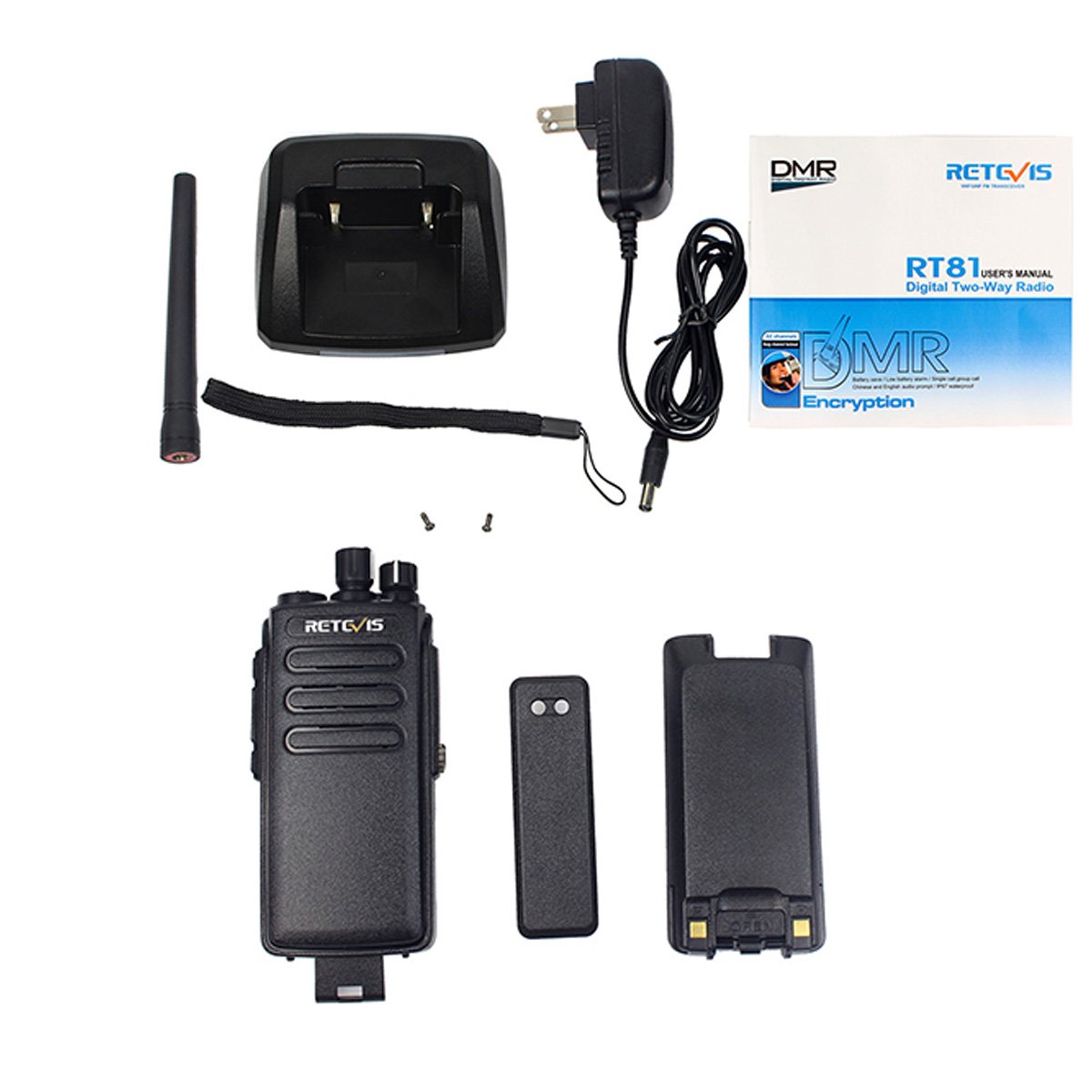 Retevis RT81 10W IP67 Waterproof Digital DMR Dual Time Slot Encryption Walkie Talkie Two Way Radio