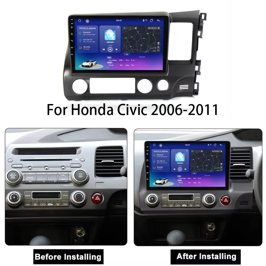 7870 8-Core 10.1'' Double Din Radio Head Unit Android 13 Car Stereo For Honda Civic 2006 2007 2008 2009 2010 2011