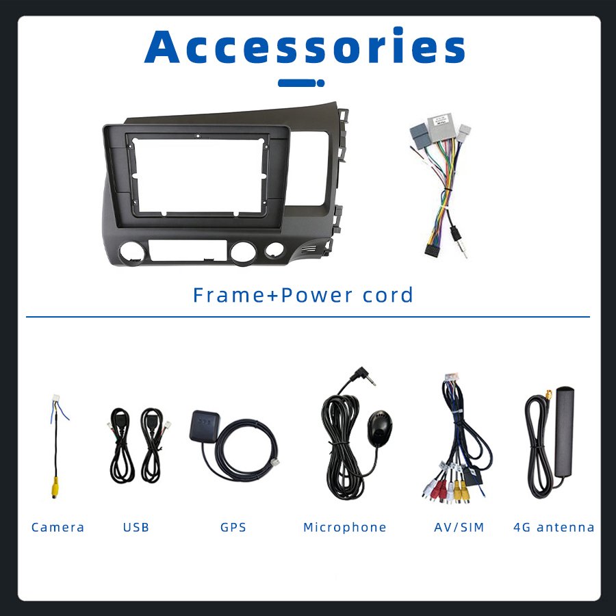 7870 8-Core 10.1'' Double Din Radio Head Unit Android 13 Car Stereo For Honda Civic 2006 2007 2008 2009 2010 2011