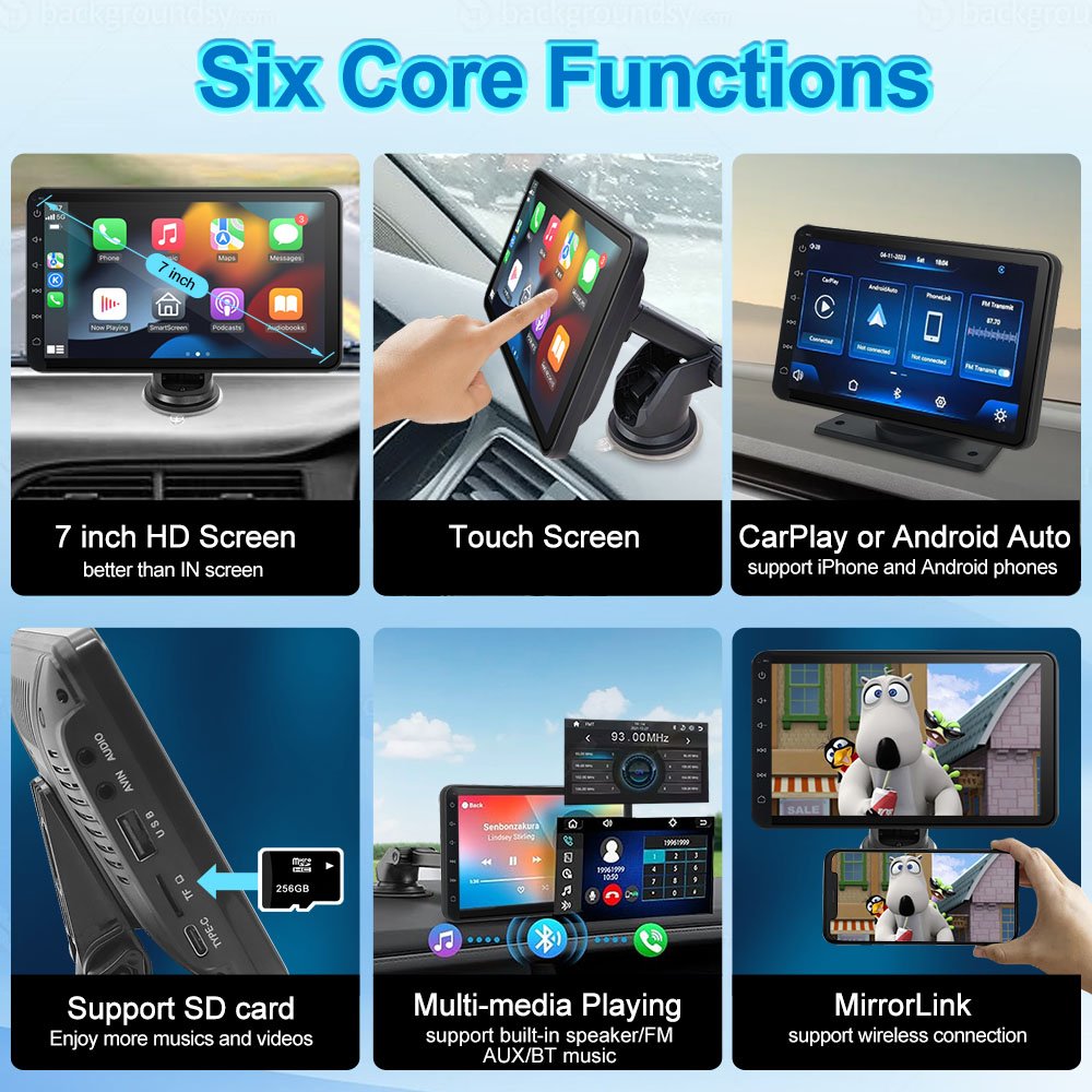 Touch screen 7 inch android car radio IPS 1024*600 Wireless CarPlay Android Auto GPS Audio Multimedia Player for Universal Car