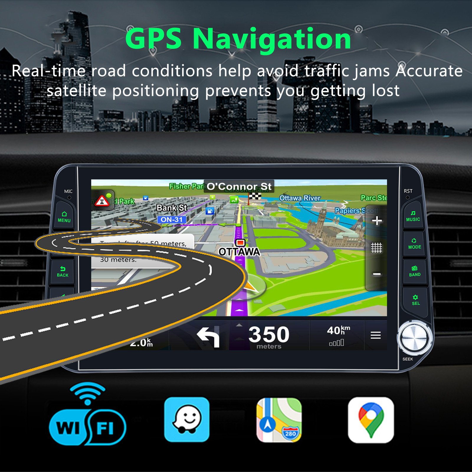 Car Radio Player With 2 Knob Support Carplay Android Auto AHD Camera Mic 2Din 64GB WIFI GPS Mirror Link Split Screen Car Stereo